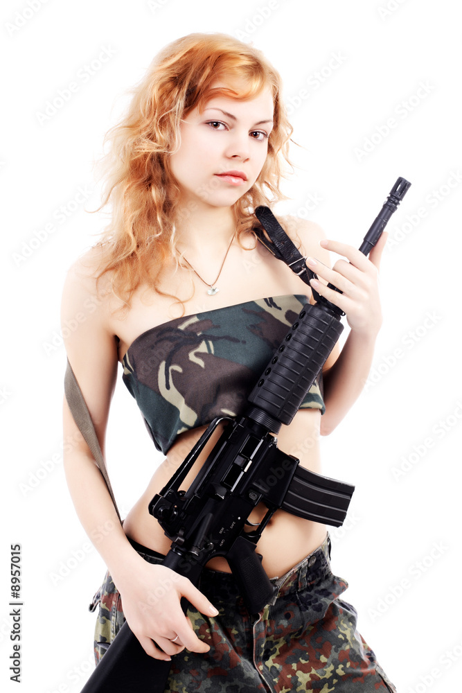 Shot of a beautiful girl holding gun. Shot of a beautiful girl holding gun.