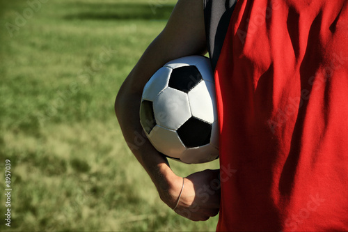 Sport background: close up of a soccer ball