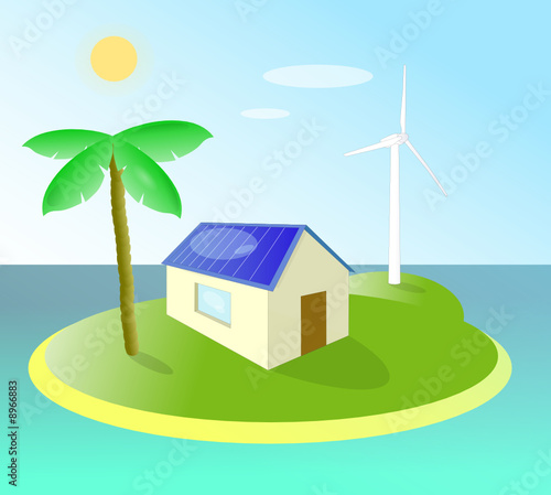 Maison écologique sur une ile déserte