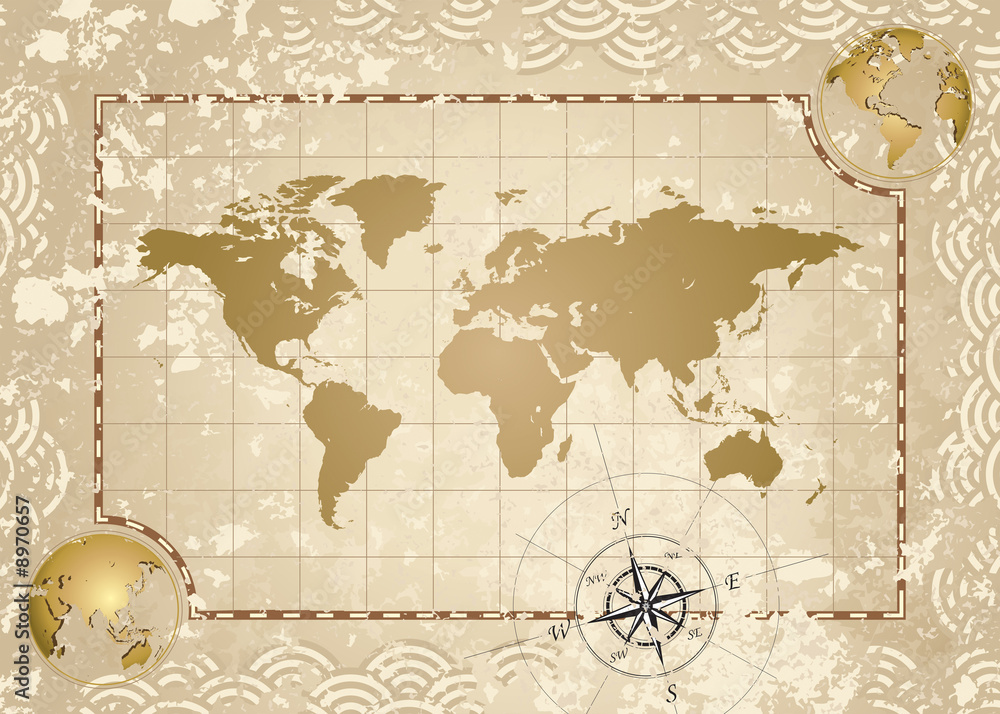 illustration of Antique style World Map.