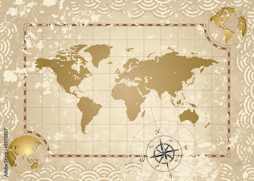 illustration of Antique style World Map.
