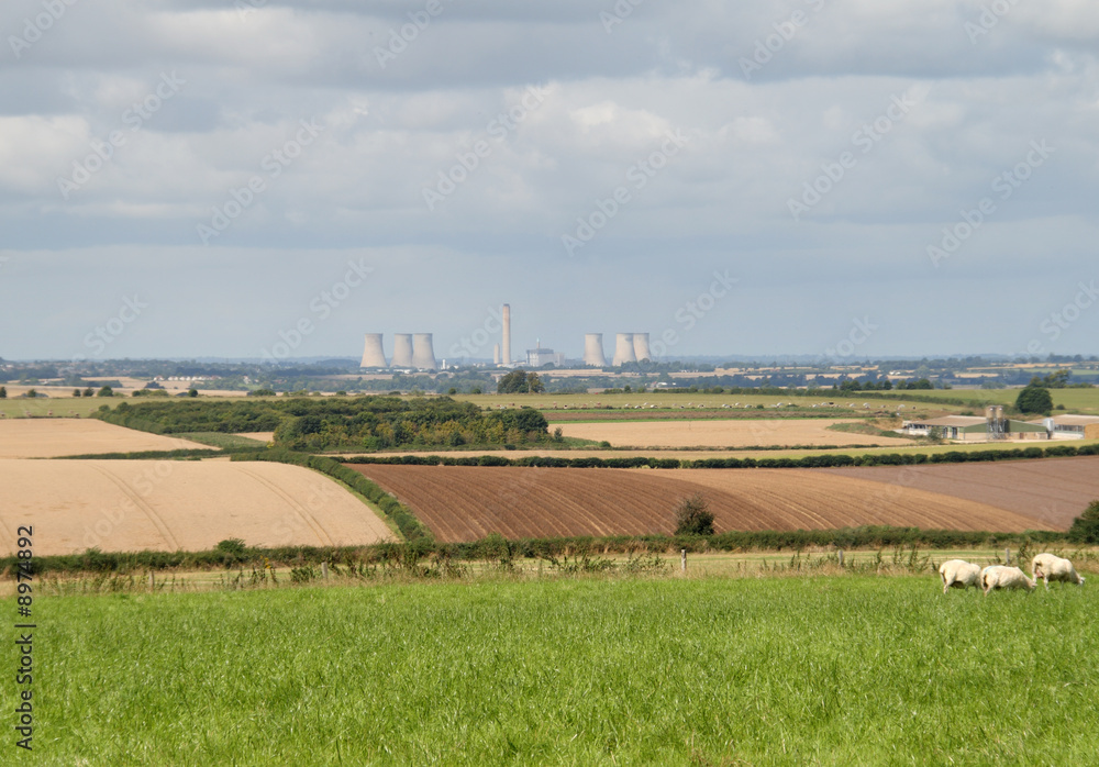 English Rural Landscape with Power Station
