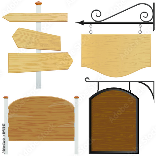 set of wooden sign vector 2