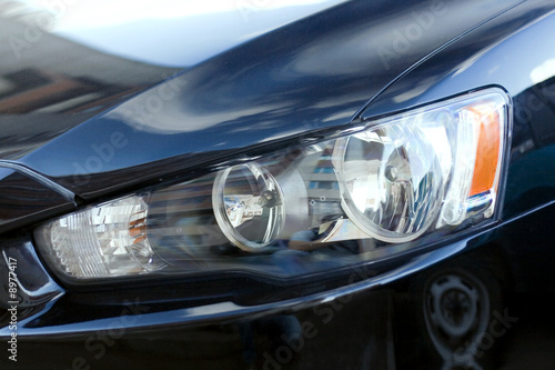closeup of car headlight