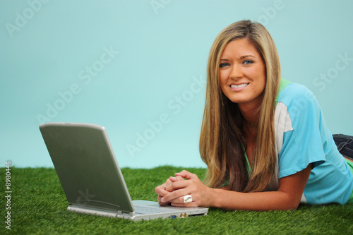 Woman Outside In The Grass ...