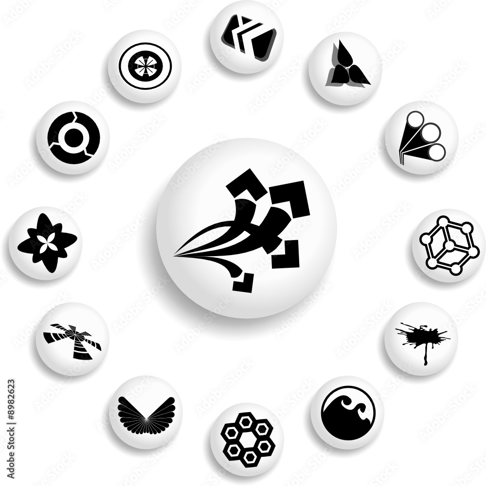 Set buttons. Logos and business brands Set buttons. Logos and business brands