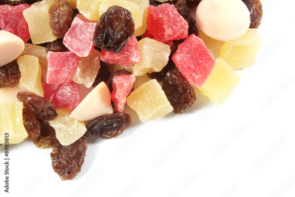 Preserved Dry Fruits Snack Isolated on a White Background Preserved Dry Fruits Snack Isolated on a White Background