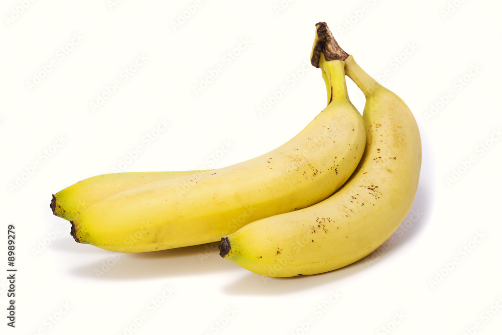 bunch of three bananas isolated on white background