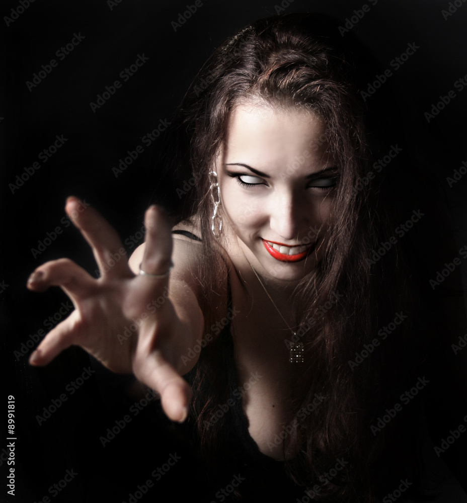sexy vampire-girl on black background Stock Photo | Adobe Stock