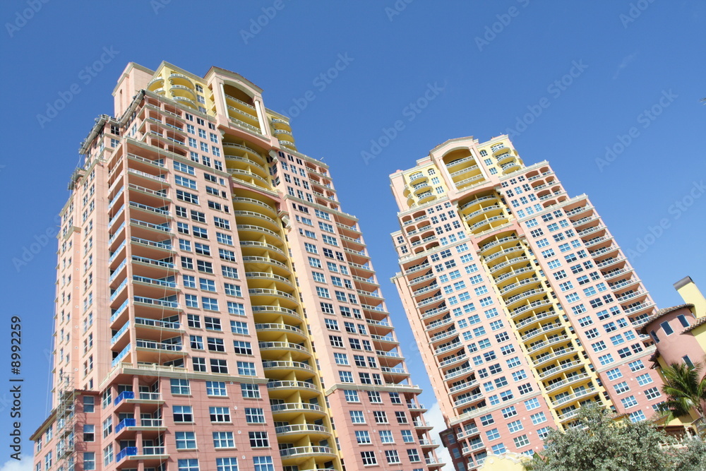 Modern condominiums on a blue sky Modern condominiums on a blue sky