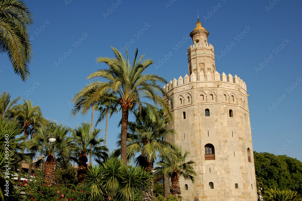 la tour de l'or  de séville, au bord du Guadalquivir