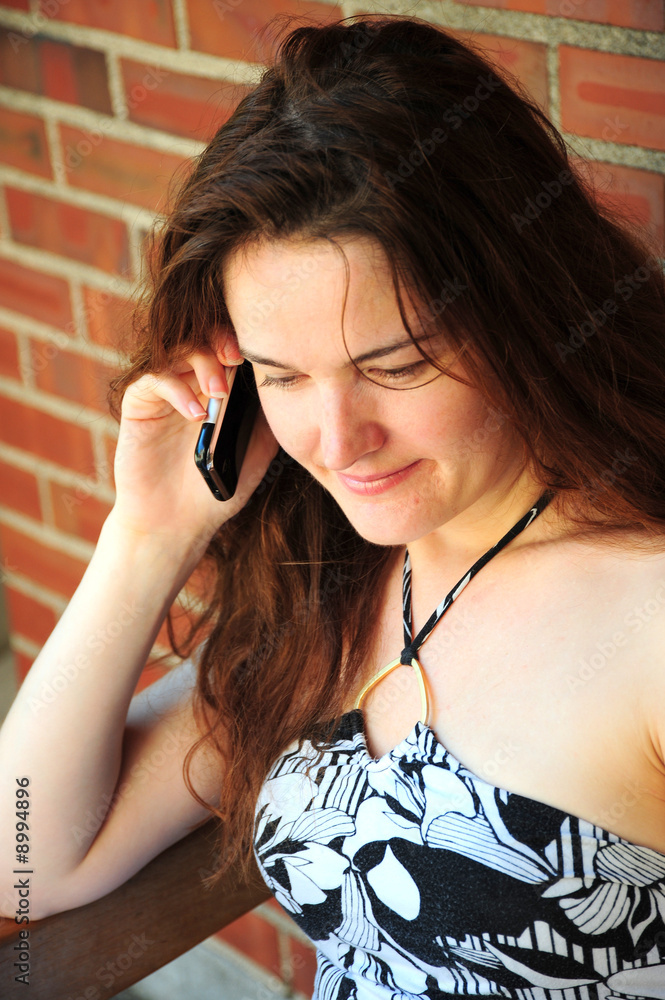 Female beauty talking on a cellphone. Female beauty talking on a cellphone.