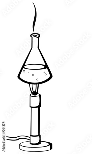 bunsen burner and flask with chemical