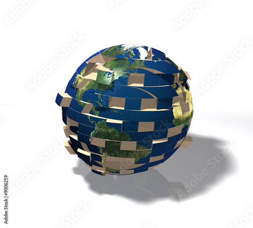 Jenga style earth, falling apart.  Global crisis.