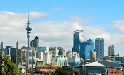 Auckland city sky line with blue sky background