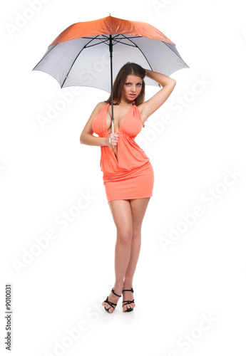 Young sexy girl on white isolated background