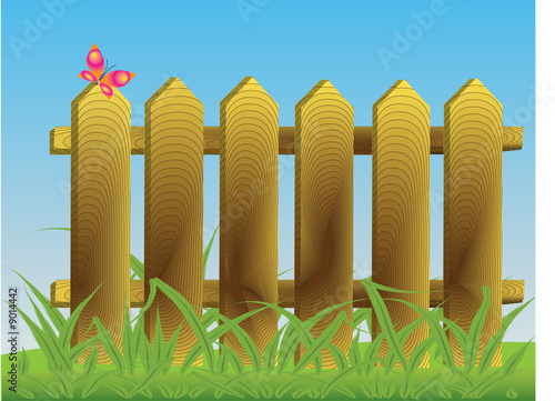 Wooden fence. Vector.