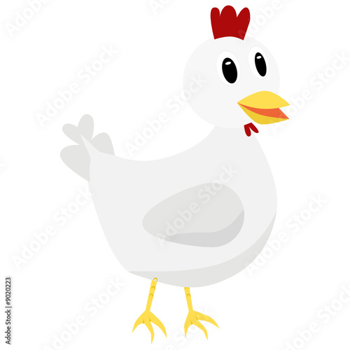 Cartoon chicken on a farm