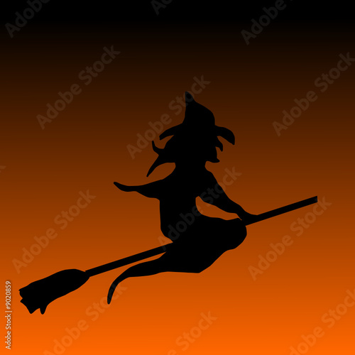 sorcière d'halloween sur fond orange