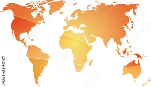 Map of the world illustration, simple outline gradient colors