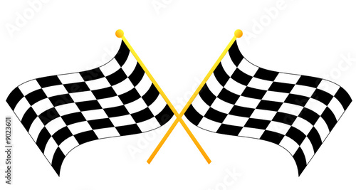 two crossed waving black and white checkered flags