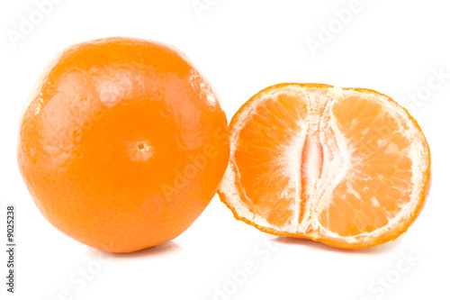 Fresh mandarins isolated on white background