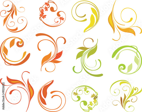 curled floral elements for design