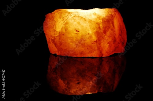 lit up quartz rock with reflection