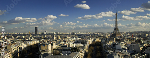 Paris panorama view from the top of the Triumphal Arch #9032484