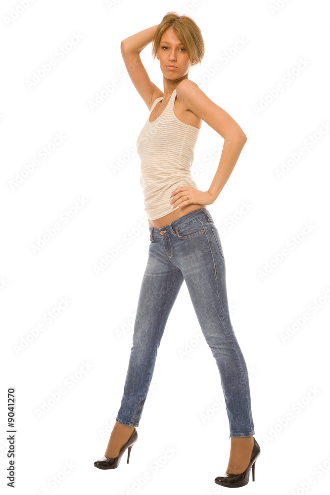 pretty woman on high heel isolated, white background pretty woman on high heel isolated, white background