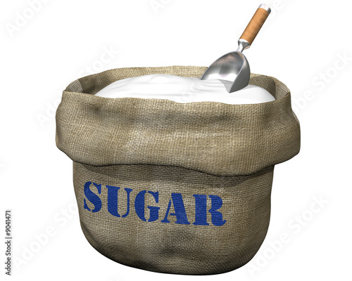 Isolated illustration of an open sack containing sugar