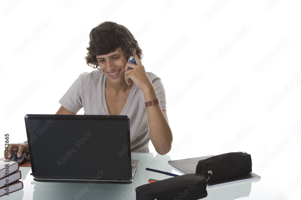 Young handsome man talking on the phone Young handsome man talking on the phone