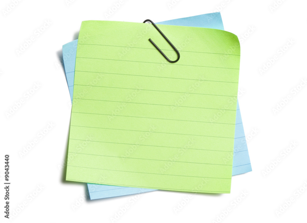 Clipped stacked sticky notes on white background Clipped stacked sticky notes on white background