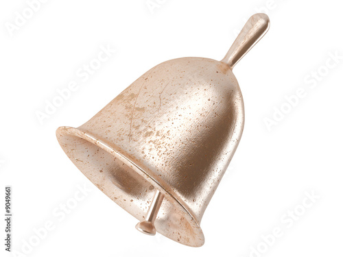 old brass handbell on white background