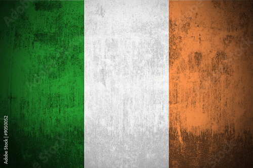 Weathered Flag Of Ireland, fabric textured.. #9050052
