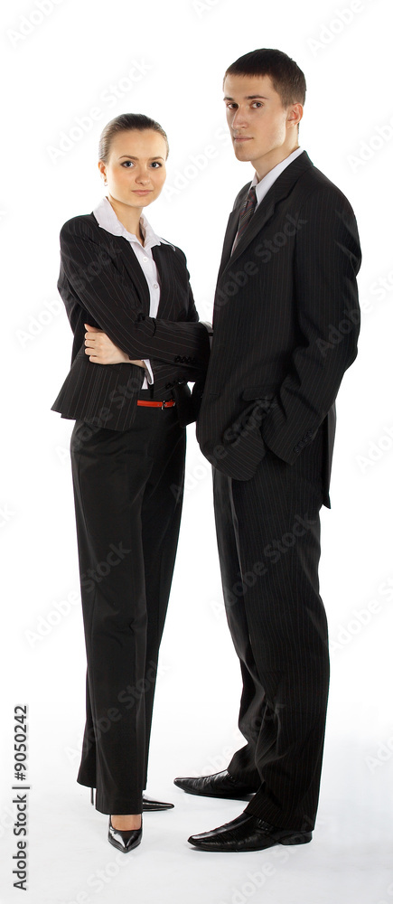 business team of men and women on white business team of men and women on white