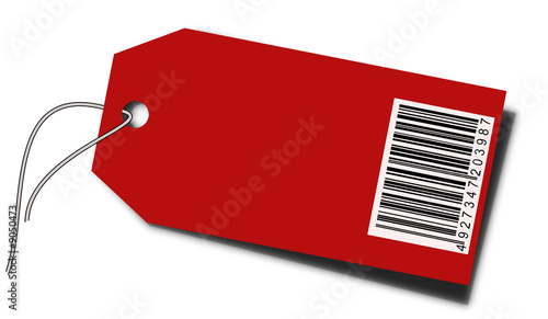 Blank price tag with barcode and string