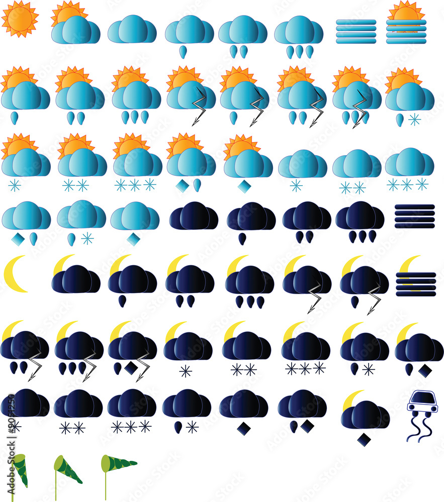 Obraz premium Weather icons for all seasons, day and night