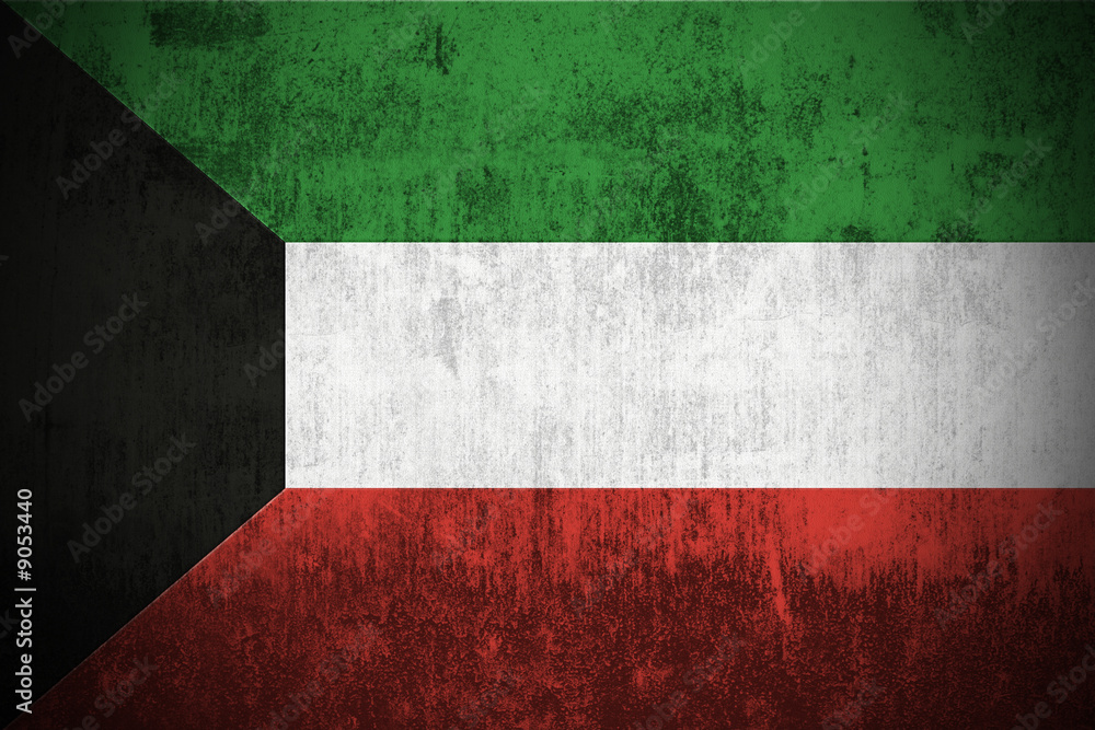 Weathered Flag Of Kuwait, fabric textured.. Weathered Flag Of Kuwait, fabric textured..