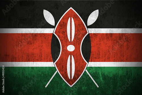 Weathered Flag Of Kenya, fabric textured.. #9053426