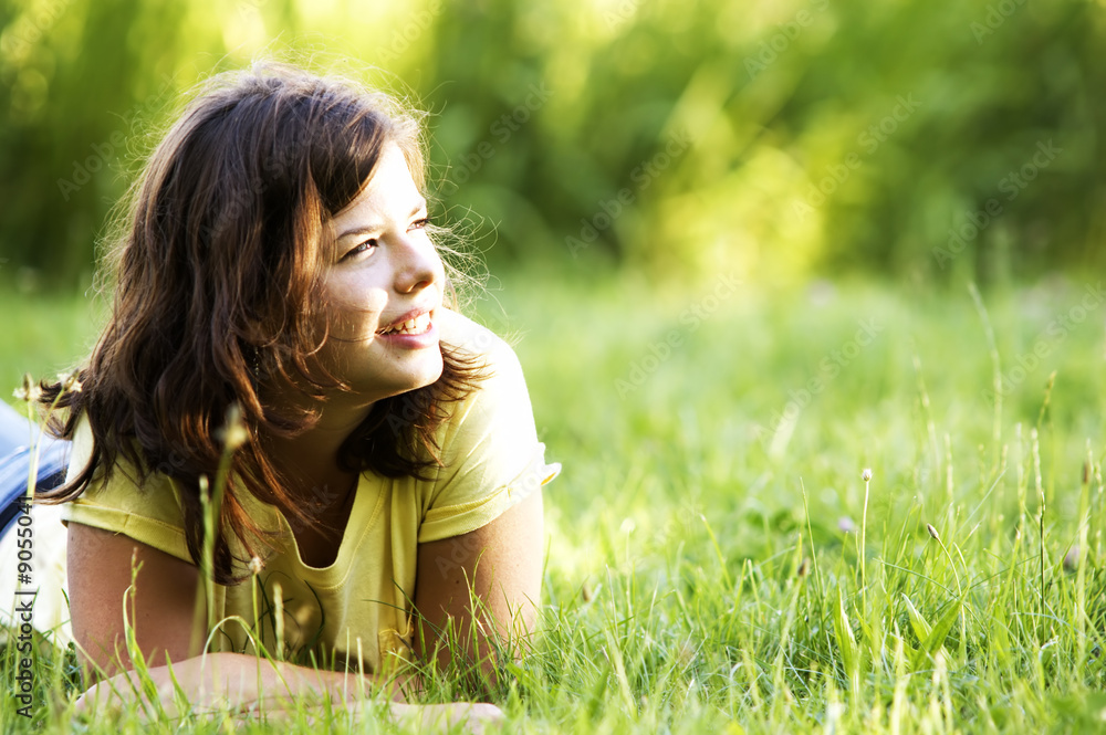 Pretty smiling girl relaxing outdoor Pretty smiling girl relaxing outdoor