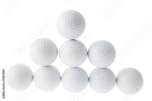 Stack of Golf Balls on White Background