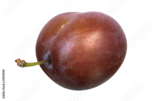 Fresh dark plum isolated on white background