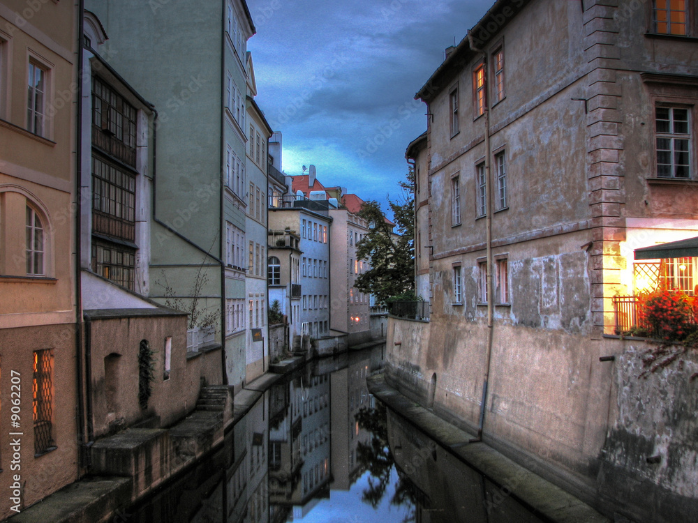 Certovka Canal in Prague by Night