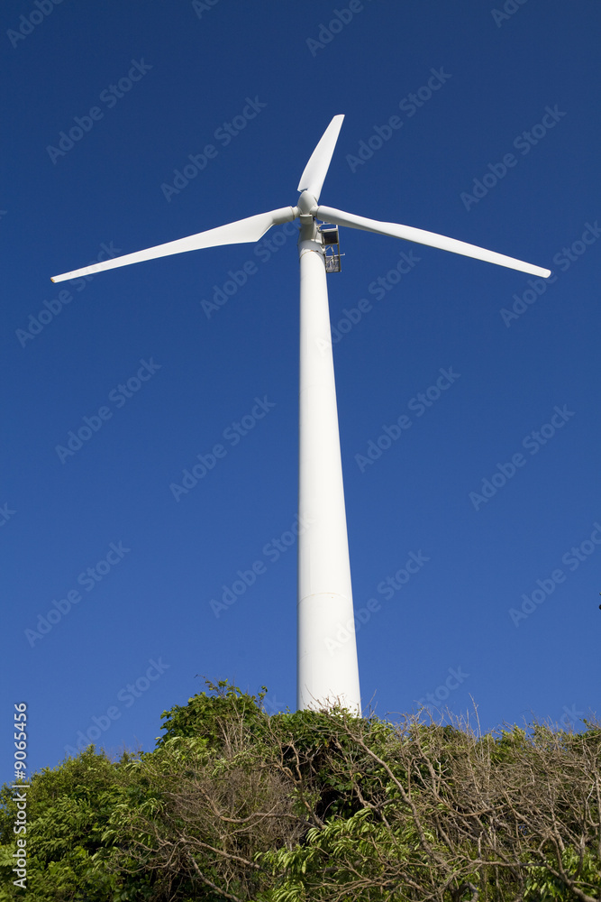 Wind generator with blue sky