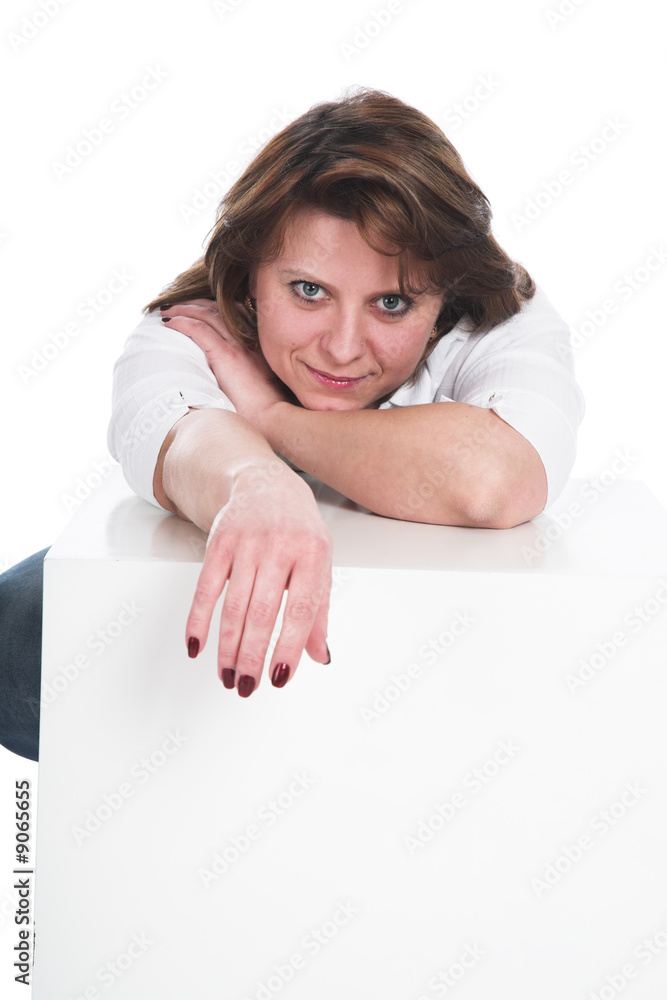 Beautiful calm woman on white isolated background Beautiful calm woman on white isolated background