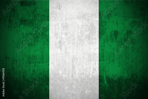 Weathered Flag Of Nigeria, fabric textured.. #9066438