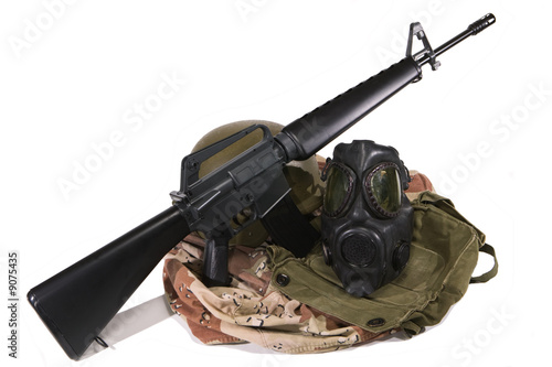 US Army Desert First Gulf War Uniform and Rifle
