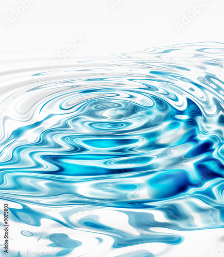 Crystal clear water ripples on white background