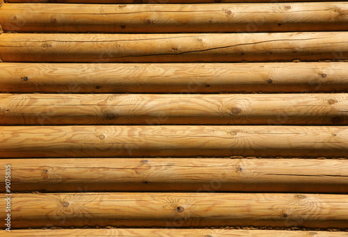 Wall of the rural house from wooden logs
